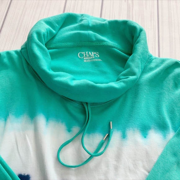 Chaps Sport 100% Cotton Sweatshirt Funnelneck Tie Dye - Picture 7 of 9